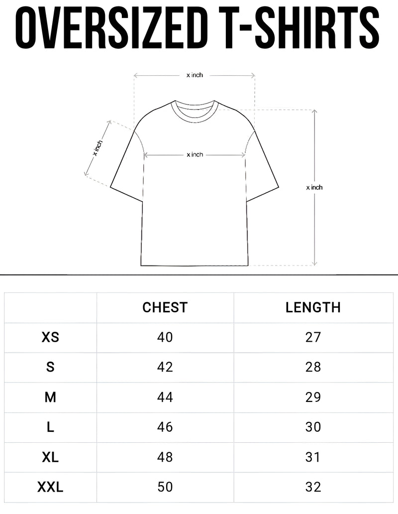 Size chart for Limitless Gojo Inspired Oversized T-Shirt – Stand Alone Streetwear Tee